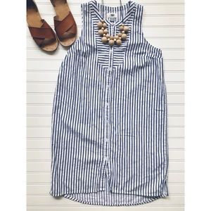 Old Navy White + Navy Stripe Shirt Dress